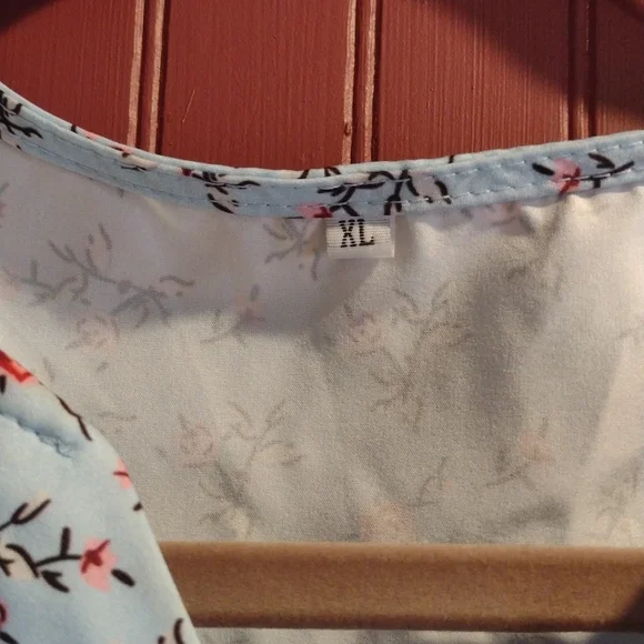 Retro Inspired Ditzy Floral A Line Blue Dress XL - Picture 3 of 6